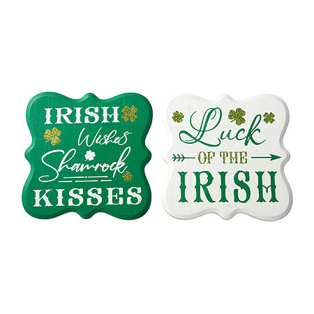 Glitzhome Wooden St. Patricks Day Tabletop Decor, One Size, Green