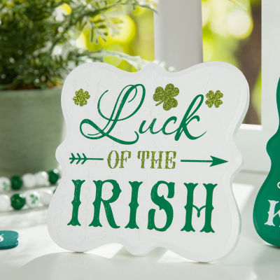 Glitzhome Wooden St. Patricks Day Tabletop Decor