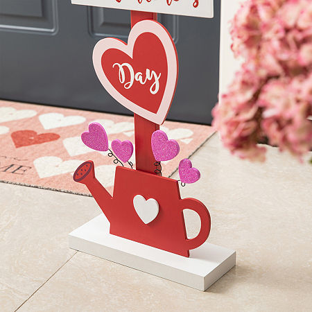 Glitzhome Wooden Heart Decor Valentines Day Porch Sign, One Size, Red