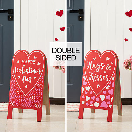 Glitzhome Easel Decor Valentines Day Porch Sign, One Size, Red