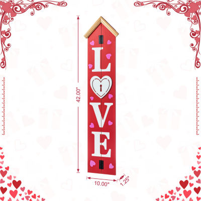 Glitzhome House-Shaped  Decor Valentines Day Porch Sign