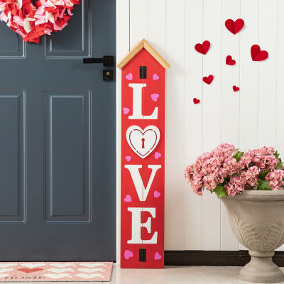 Glitzhome House-Shaped  Decor Valentines Day Porch Sign