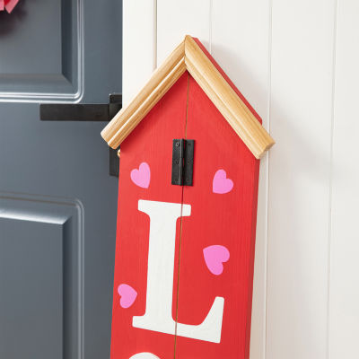 Glitzhome House-Shaped  Decor Valentines Day Porch Sign