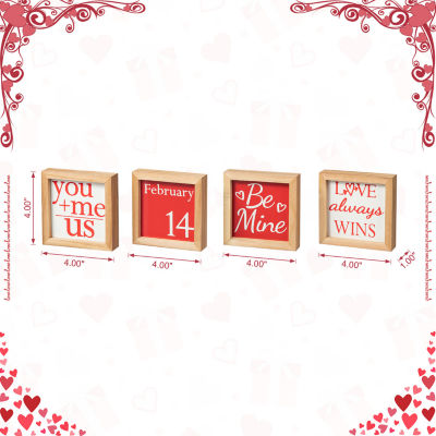 Glitzhome Block 4-pc. Valentines Day Tabletop Decor