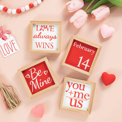 Glitzhome Block 4-pc. Valentines Day Tabletop Decor