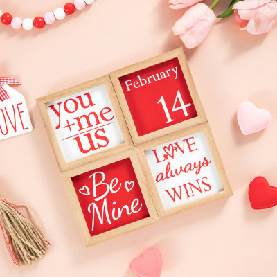 Glitzhome Block 4-pc. Valentines Day Tabletop Decor