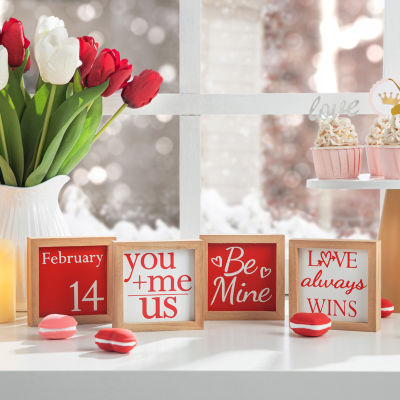 Glitzhome Block 4-pc. Valentines Day Tabletop Decor