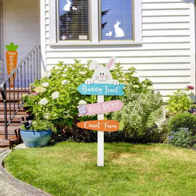 Glitzhome Wooden Bunny Easter Yard Art