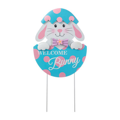 Glitzhome Metal Bunny Egg Easter Yard Art