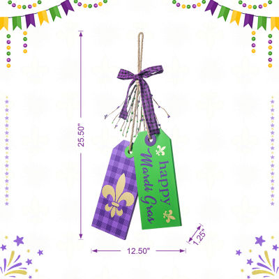 Glitzhome Mardi Gras Wooden Bookmark Door Hanger Wall Sign