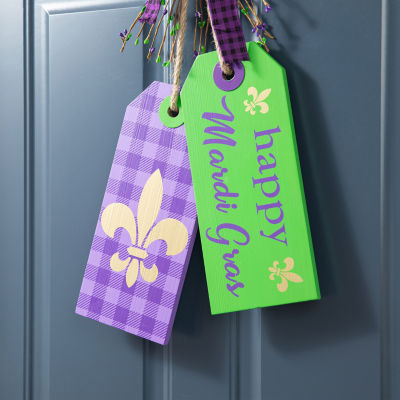 Glitzhome Mardi Gras Wooden Bookmark Door Hanger Wall Sign