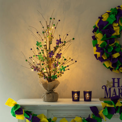 Glitzhome Lighted Mardi Gras Tree Tabletop Decor