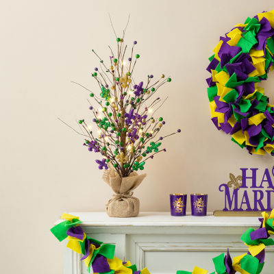 Glitzhome Lighted Mardi Gras Tree Tabletop Decor