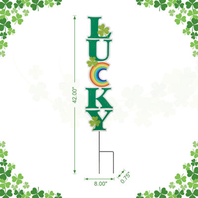 Glitzhome Metal Lucky St. Patricks Day Yard Art