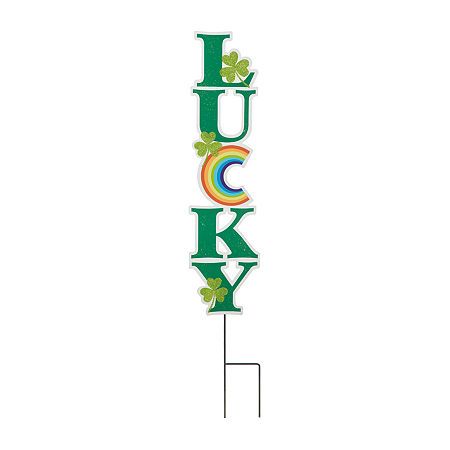 Glitzhome Metal Lucky St. Patricks Day Yard Art, One Size, Green