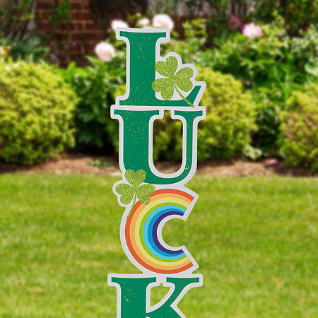 Glitzhome Metal Lucky St. Patricks Day Yard Art, One Size, Green