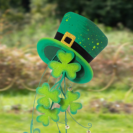 Glitzhome Shamrocks St. Patricks Day Yard Art, One Size, Green