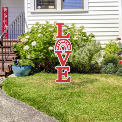 Glitzhome "Rainbow ""Love""""" Valentines Day Yard Art