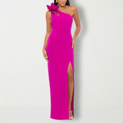 DJ Jaz One Shoulder Womens Applique Sleeveless Evening Gown