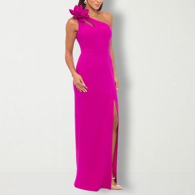 DJ Jaz One Shoulder Womens Applique Sleeveless Evening Gown