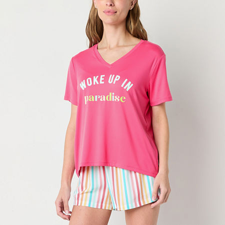 Sleep Chic Womens Short Sleeve V Neck Pajama Top