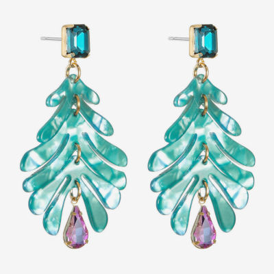 Bijoux Bar Womens Blue Glass Drop Earrings