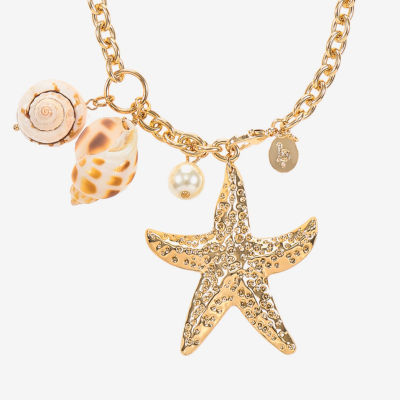 Bijoux Bar Womens Simulated Pearl Star 32 Inch Pendant Necklace