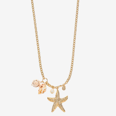 Bijoux Bar Womens Simulated Pearl Star 32 Inch Pendant Necklace