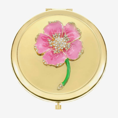 Monet Jewelry Gold Tone Flower Compact Mirror