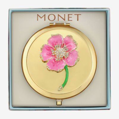 Monet Jewelry Gold Tone Flower Compact Mirror