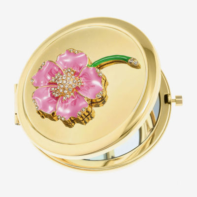 Monet Jewelry Gold Tone Flower Compact Mirror