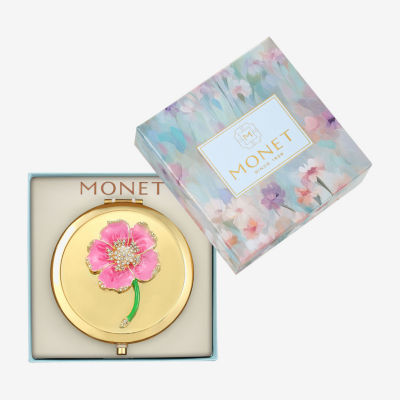 Monet Jewelry Gold Tone Flower Compact Mirror