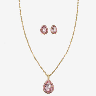 Monet Jewelry Womens Pink Glass Pear 2-pc. Jewelry Set