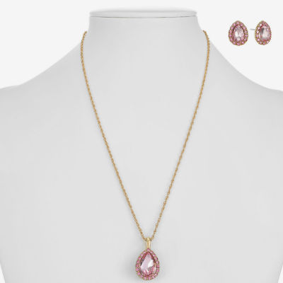 Monet Jewelry Womens Pink Glass Pear 2-pc. Jewelry Set
