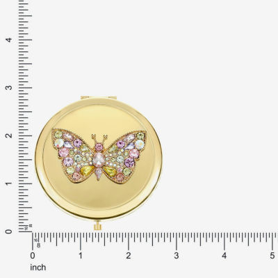 Monet Jewelry Gold Tone Butterfly Compact Mirror