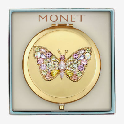 Monet Jewelry Gold Tone Butterfly Compact Mirror