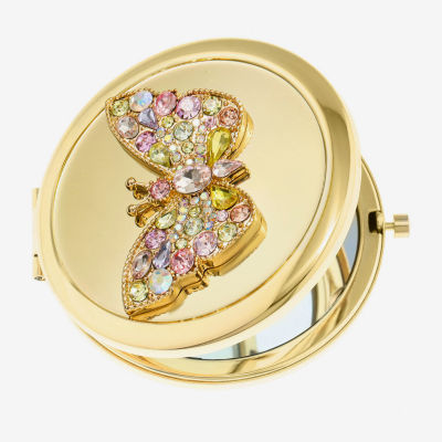 Monet Jewelry Gold Tone Butterfly Compact Mirror