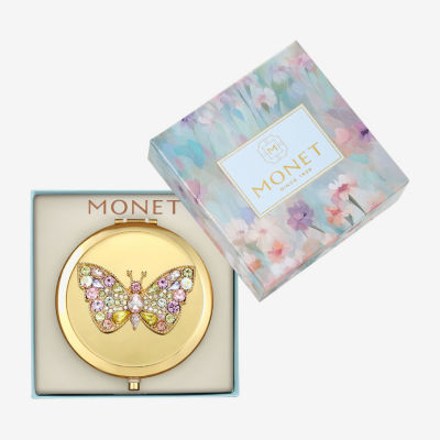 Monet Jewelry Gold Tone Butterfly Compact Mirror