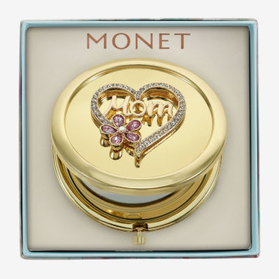 Monet Jewelry Mom Gold Tone Heart Compact Mirror