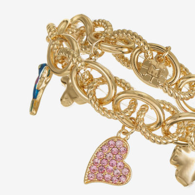 Monet Jewelry Mom Womens Pink Glass Flower Stretch Bracelet