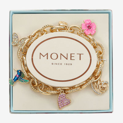 Monet Jewelry Mom Womens Pink Glass Flower Stretch Bracelet
