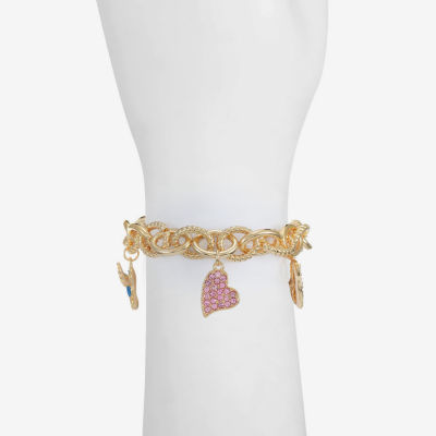 Monet Jewelry Mom Womens Pink Glass Flower Stretch Bracelet