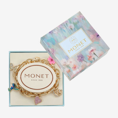 Monet Jewelry Mom Womens Pink Glass Flower Stretch Bracelet