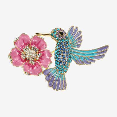 Monet Jewelry Hummingbird Multi Color Glass Pin