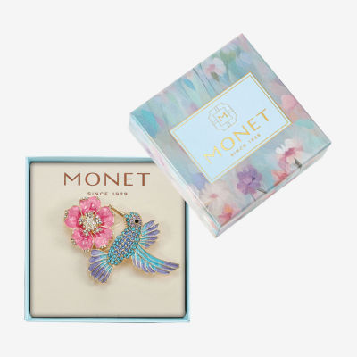 Monet Jewelry Hummingbird Multi Color Glass Pin