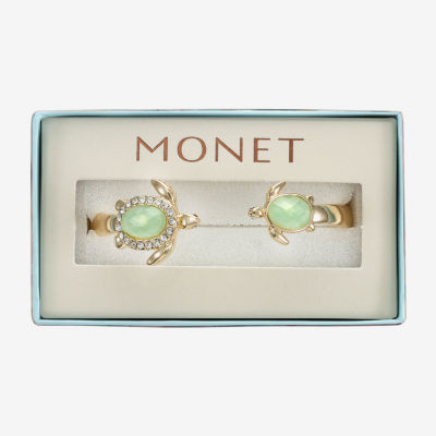Monet Jewelry Turtle Womens Green Glass Bangle Bracelet