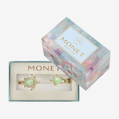 Monet Jewelry Turtle Womens Green Glass Bangle Bracelet