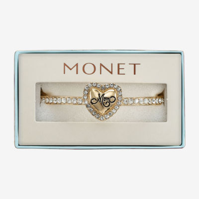 Monet Jewelry Mom Womens Glass Heart Bangle Bracelet