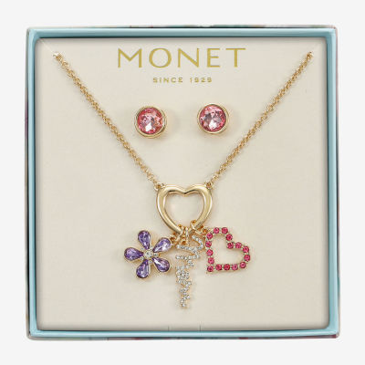 Monet Jewelry Mom Womens Multi Color Glass Heart 2-pc. Jewelry Set