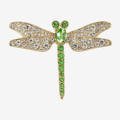 Monet Jewelry Dragonfly Green Glass Pin